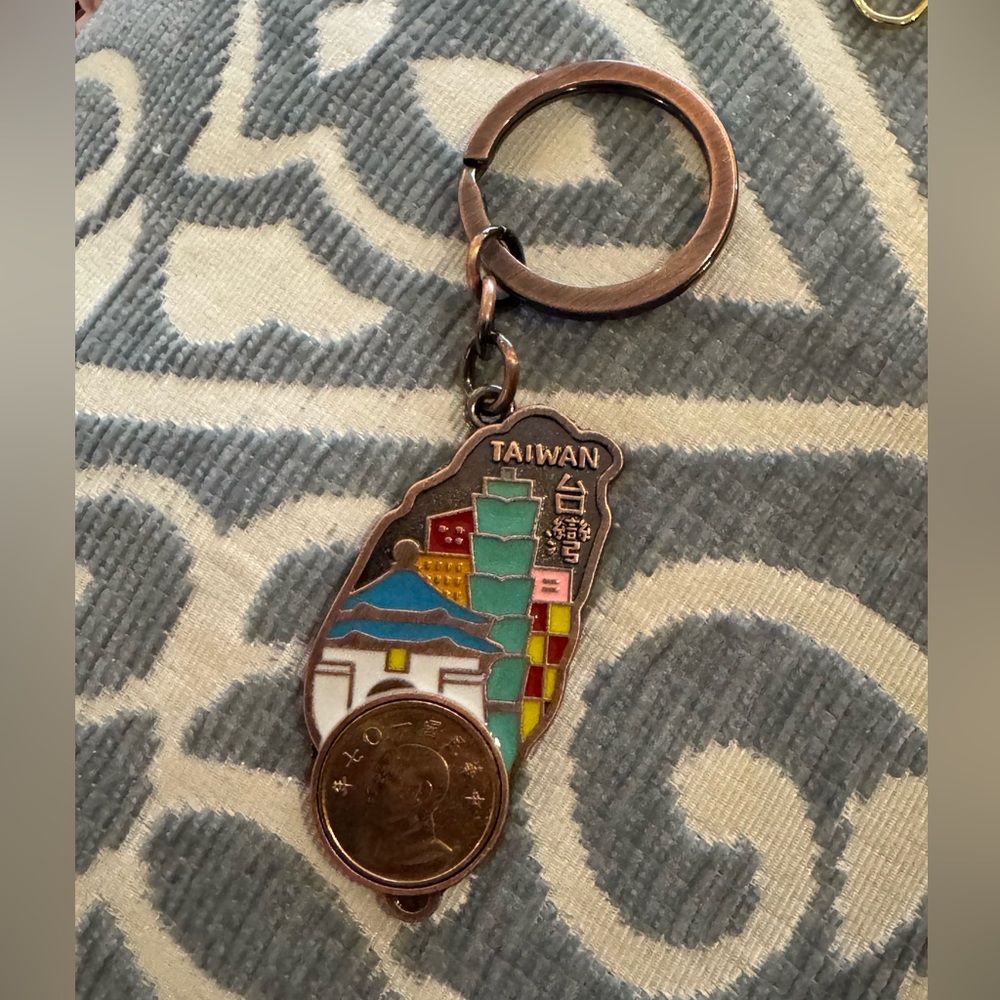 Taiwan Map Keychain with Multicolor Design